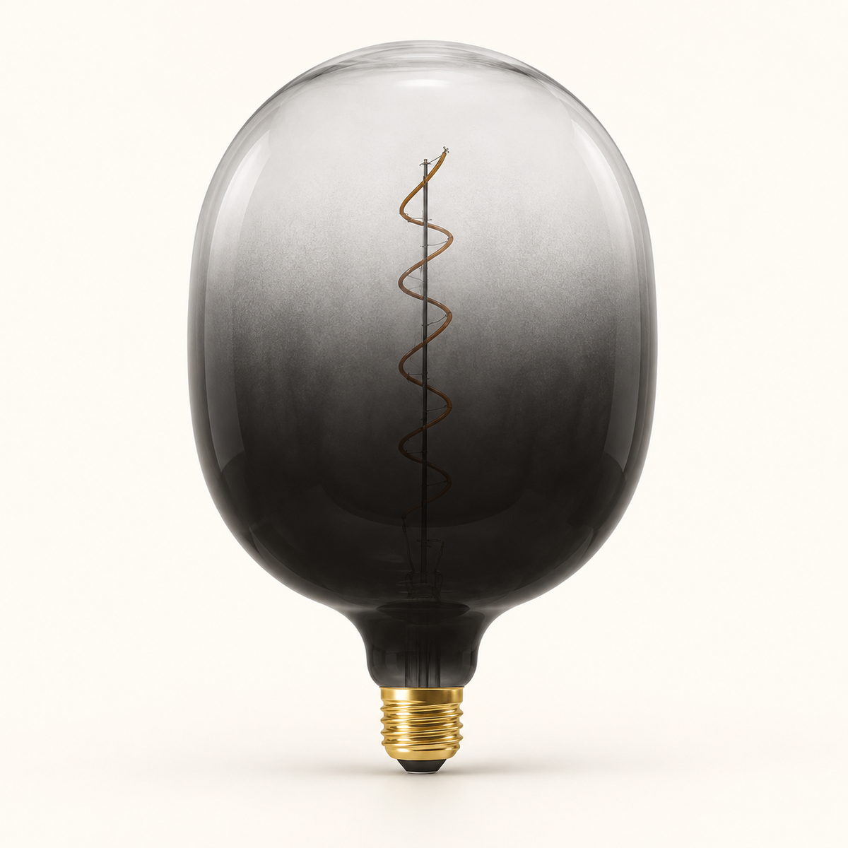 Daylight Coriandoli Egg – Schwarz–Transparent – LED E27 – KI-Produktvisualisierung nach Herstellerreferenz
