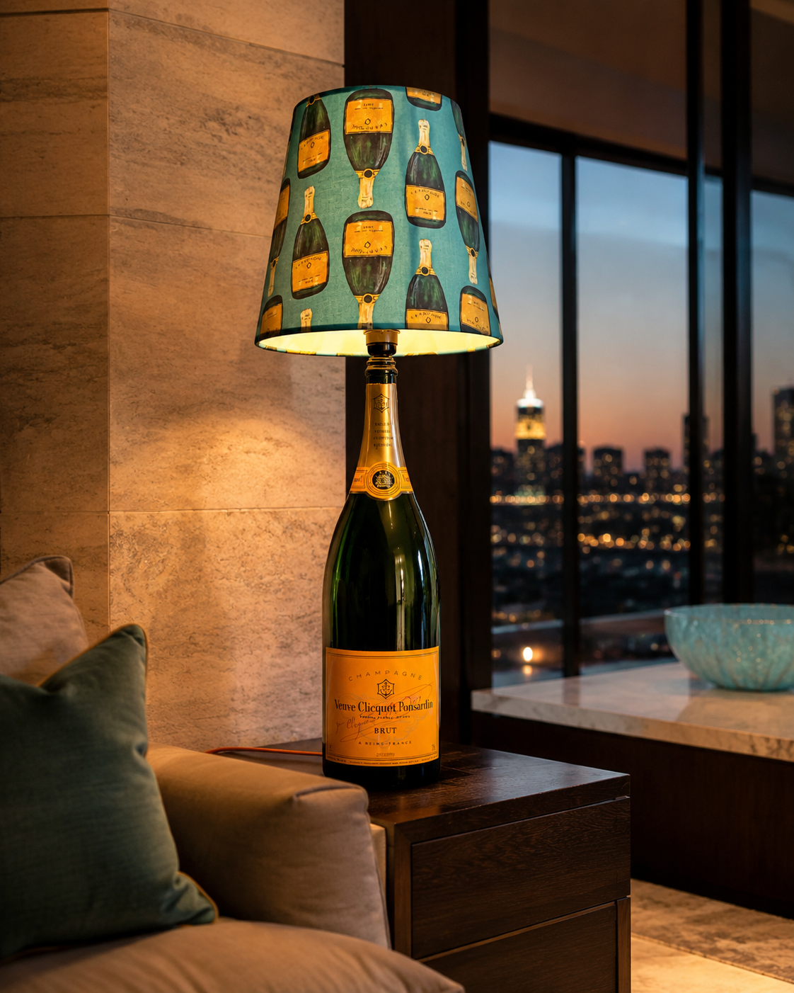 Bottle lamps – Veuve Clicquot 3 L turquoise bottle lamp 003