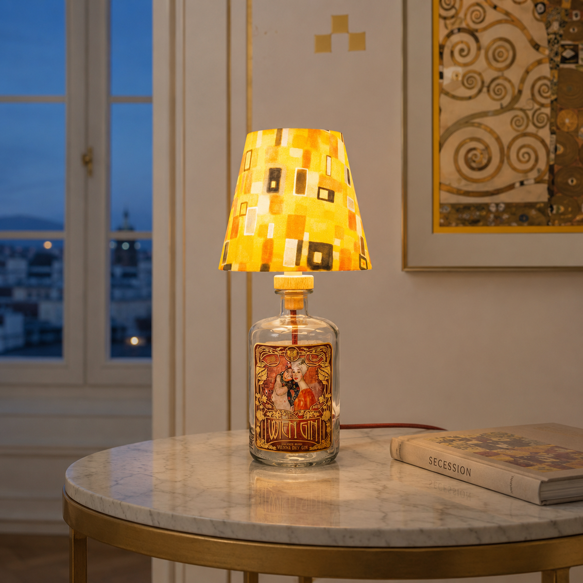 Flaschenlampen – Flaschenlampe Wien Gin Klimt 002