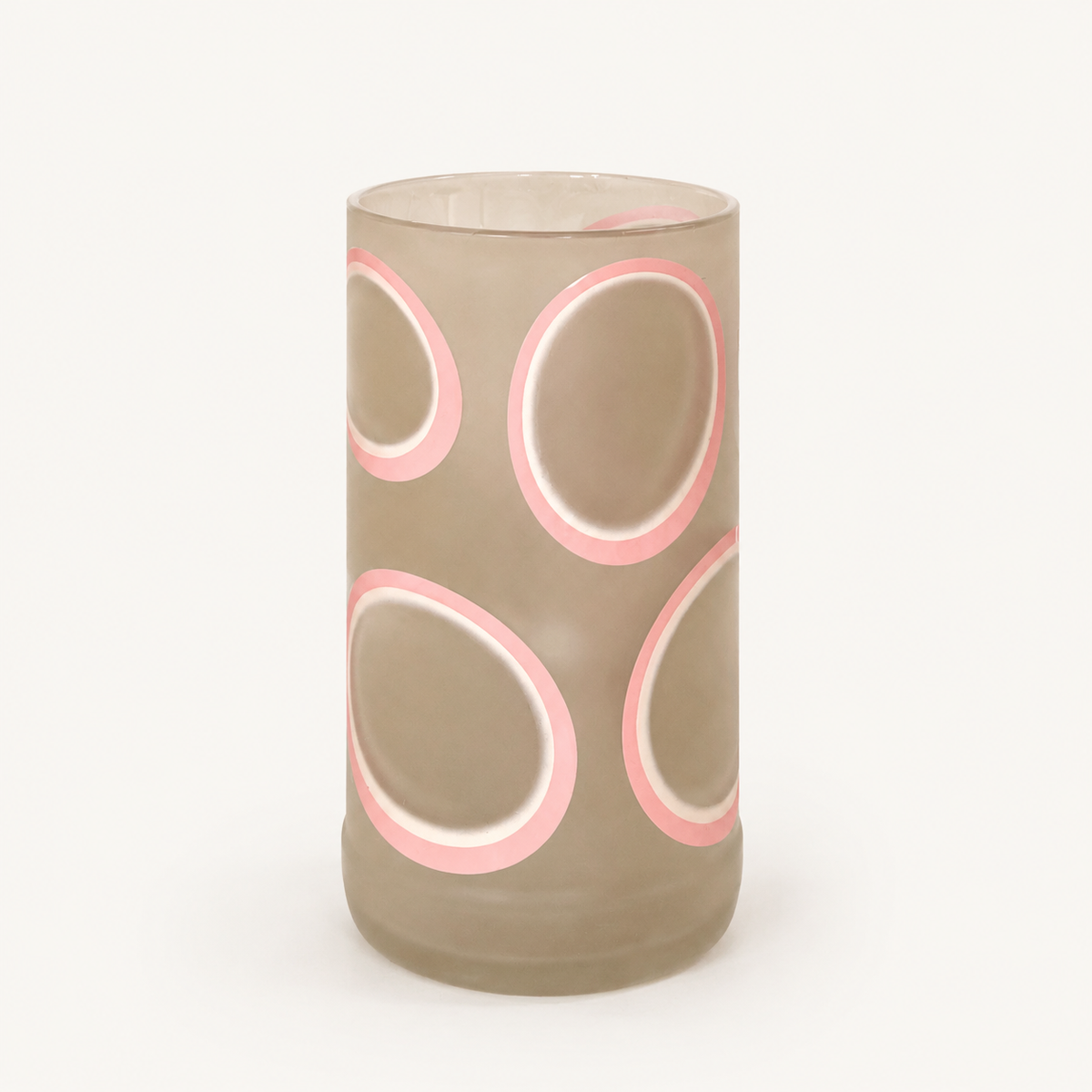 Bottle Down glass vase with pink circles