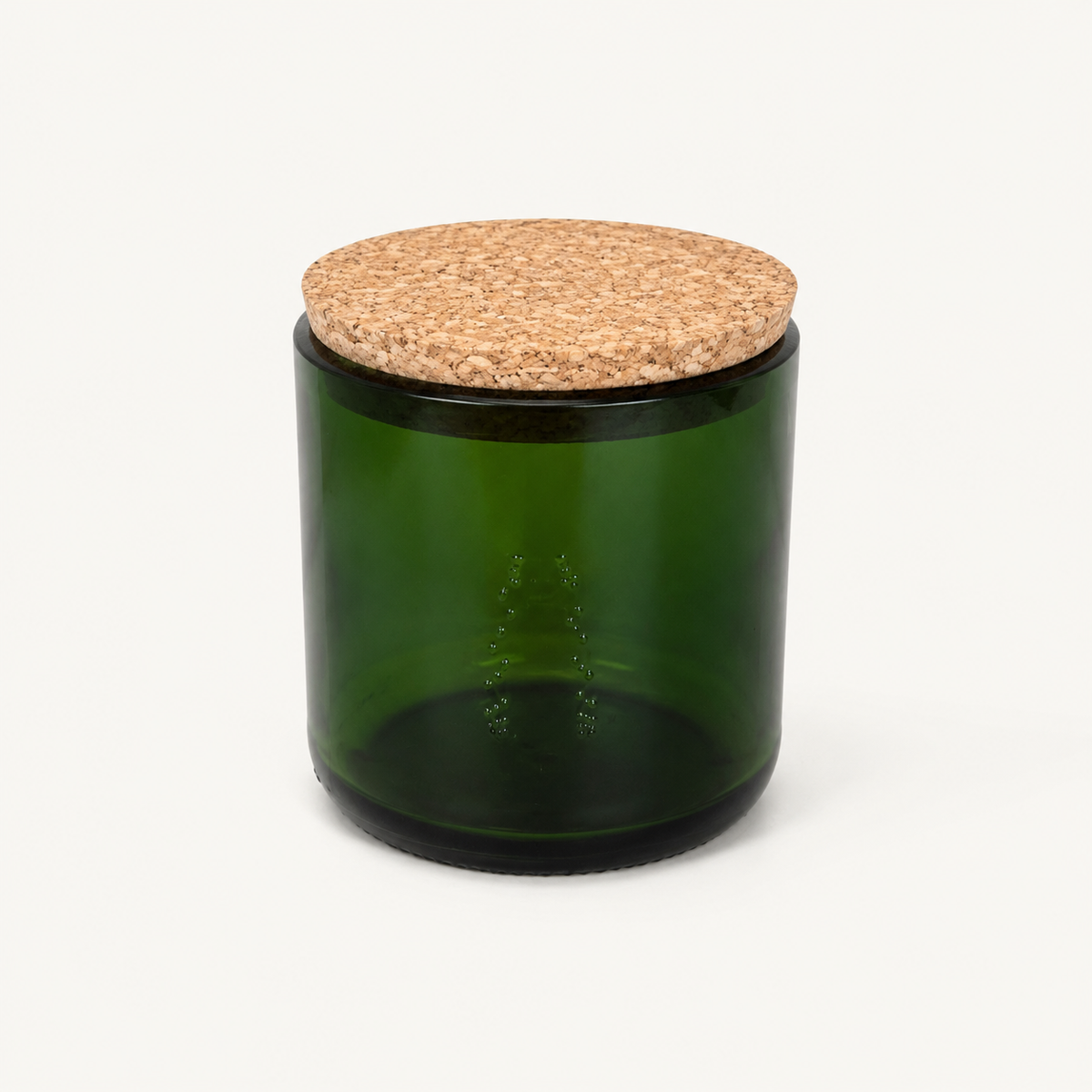 Bottle Down green glass with cork lid