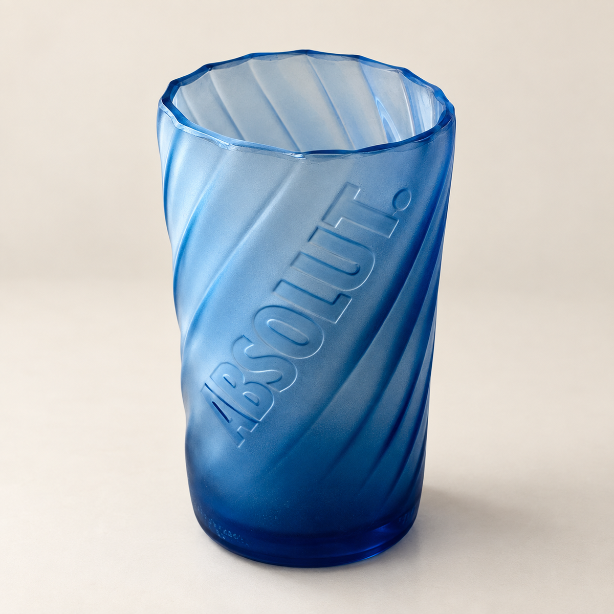 Handmade bottle vase from blue Absolut bottle glass