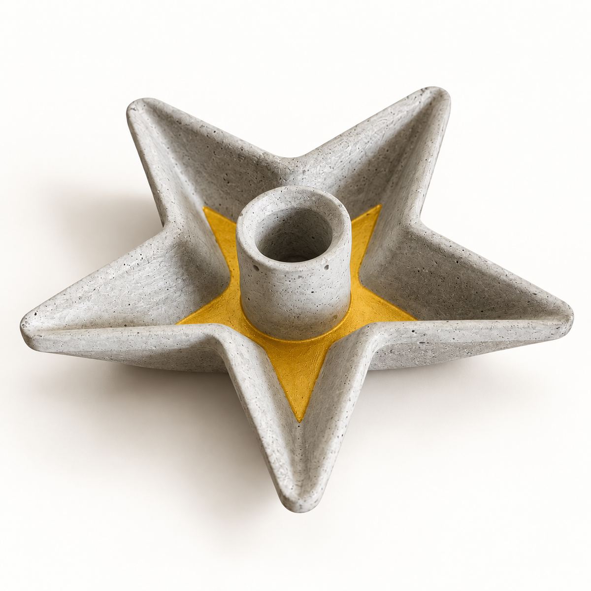 Star-shaped concrete candle holder – gold star-shaped surface without candle