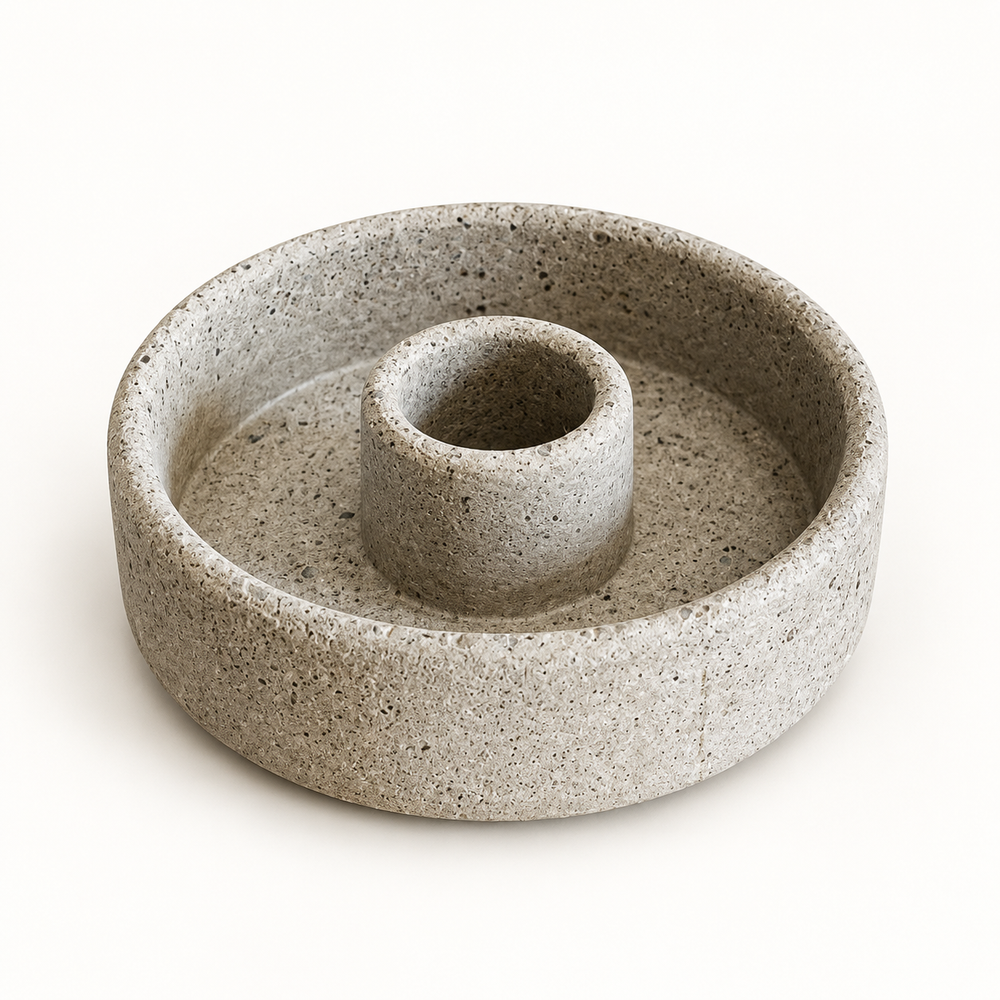 Runder Beton-Kerzenständer Natur – Produktaufnahme ohne Kerze