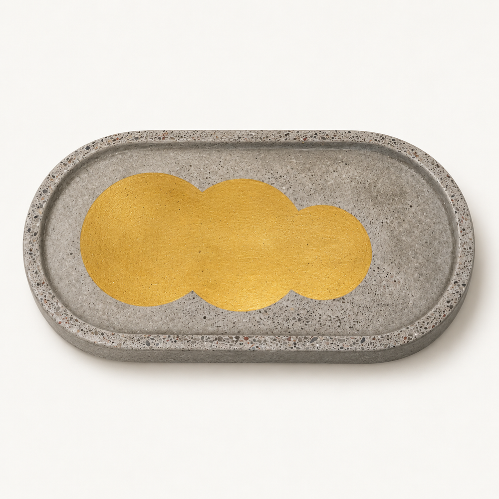 Beton-Untersetzer – Oval 17,5 × 9,5 cm – Design 1 – Studioansicht