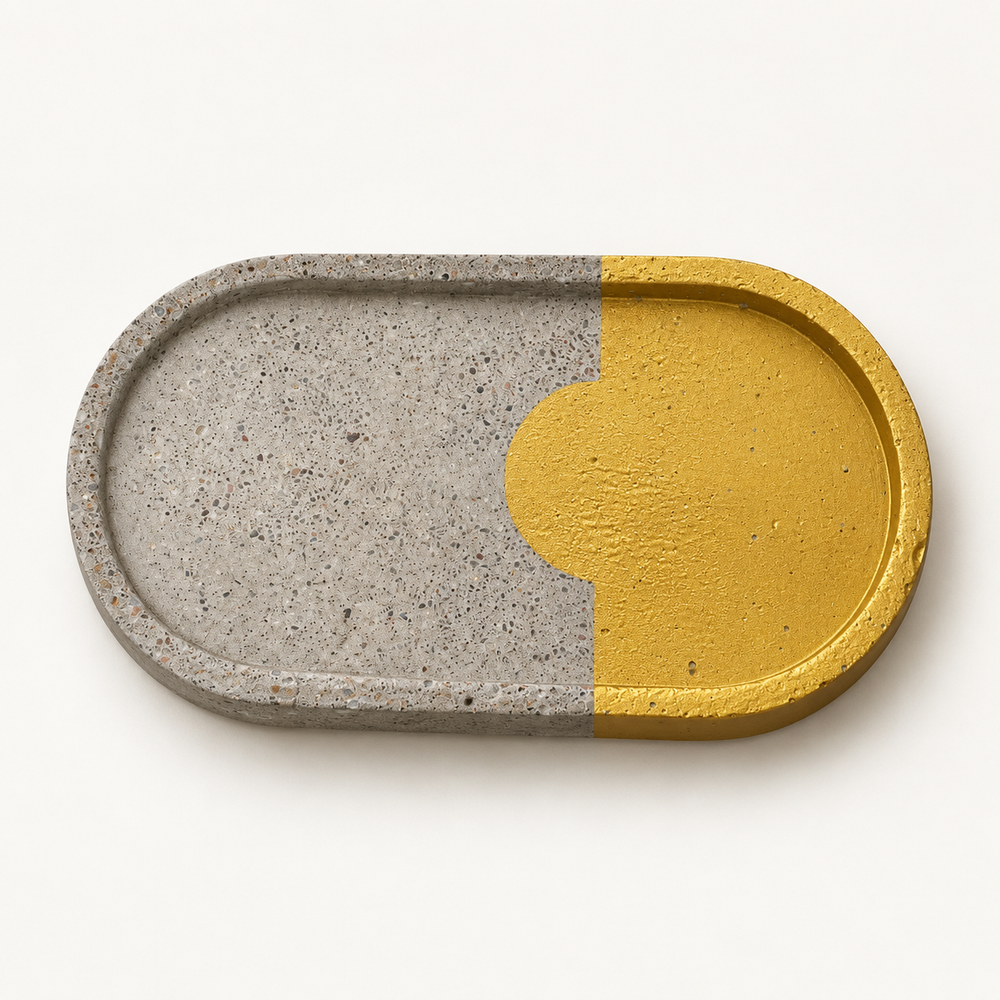 Beton-Untersetzer – Oval 17,5 × 9,5 cm – Design 2 – Studioansicht