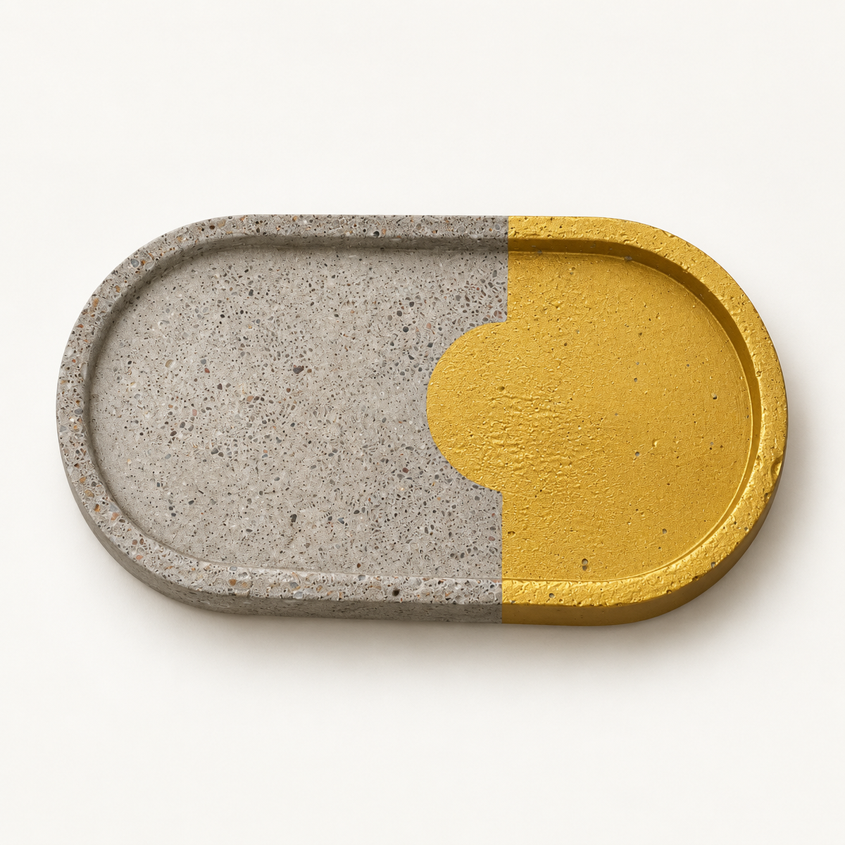 Oval concrete coaster, 17.5 × 9.5 cm, design 2 – studio view
