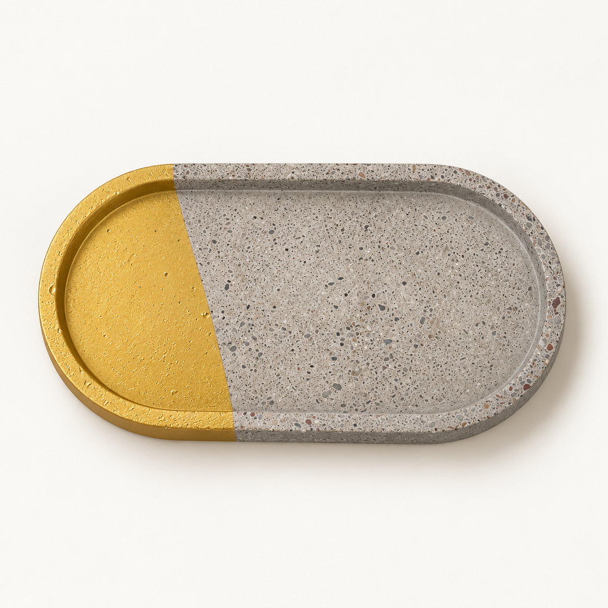 Oval concrete coaster, 17.5 × 9.5 cm, design 3 – studio view
