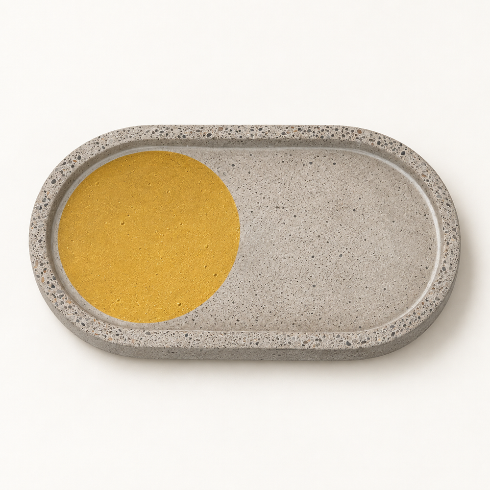 Beton-Untersetzer – Oval 17,5 × 9,5 cm – Design 4 – Studioansicht