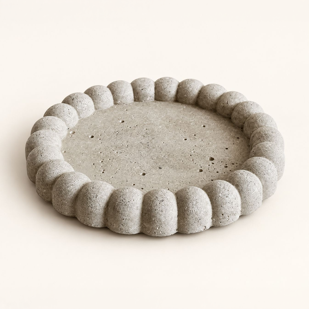 Beton-Untersetzer Rillen klein – Natur
