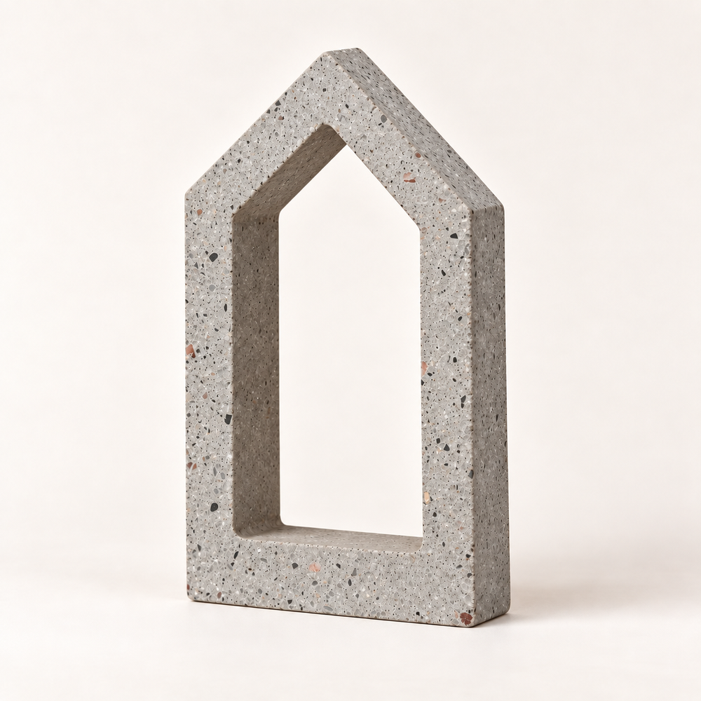 Großes Betonhaus in Natur, 7,5 × 15 × 2,7 cm