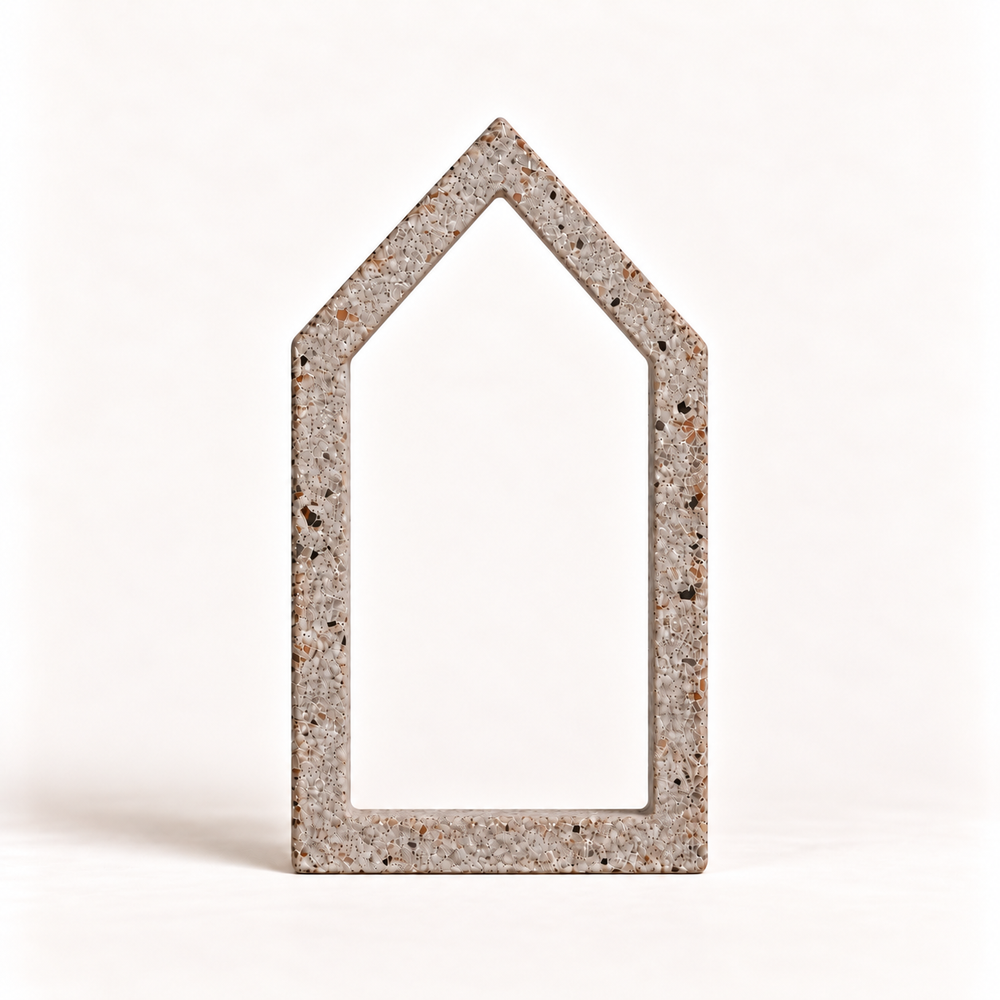 Kleines Betonhaus in Natur, 4 × 8 × 1 cm, gleichmäßige Rahmenstärke
