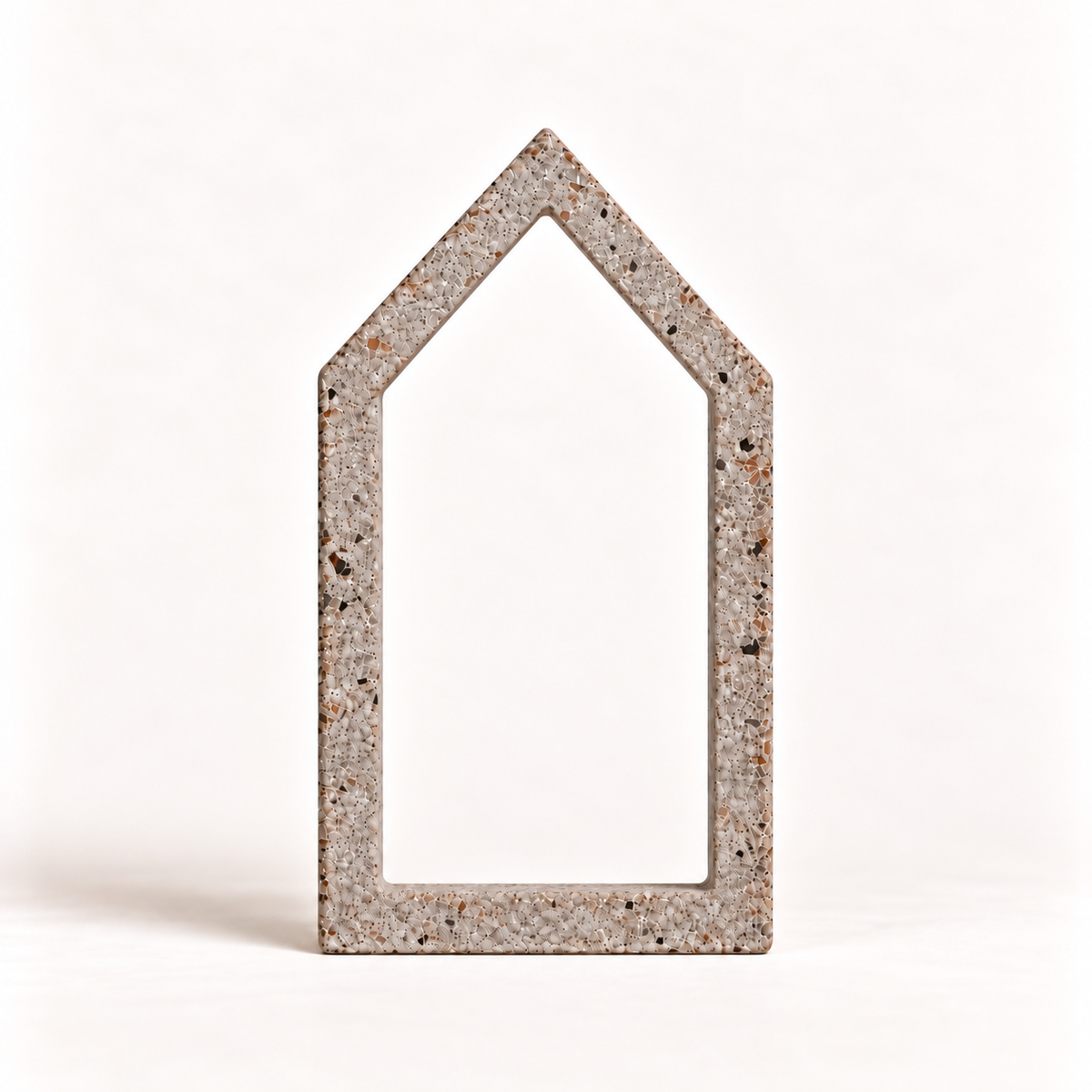 Small natural concrete house, 4 × 8 × 1 cm, even frame width