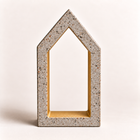Medium concrete house with gold-tone interior, 6 × 12 × 2.7 cm, even frame width