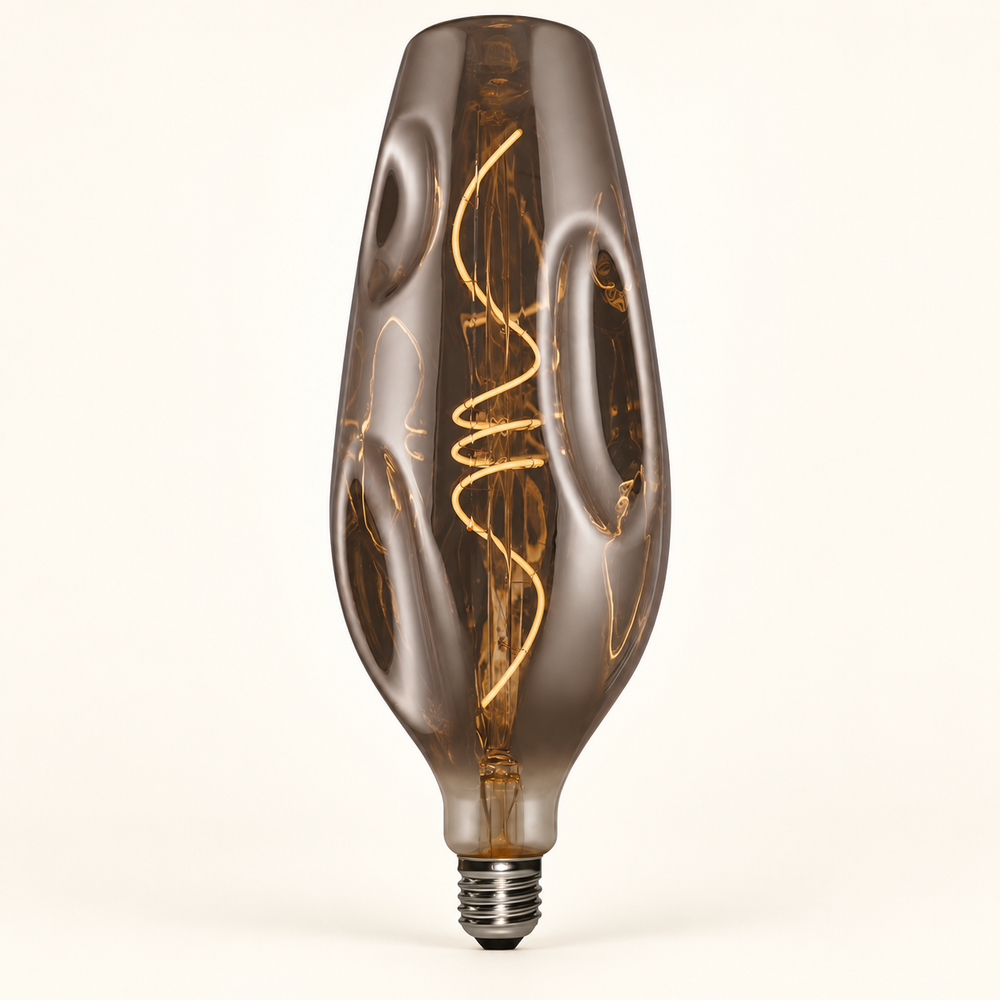 Daylight Bottle Bumped – Rauchgrau – LED E27 – KI-Produktvisualisierung nach Herstellerreferenz