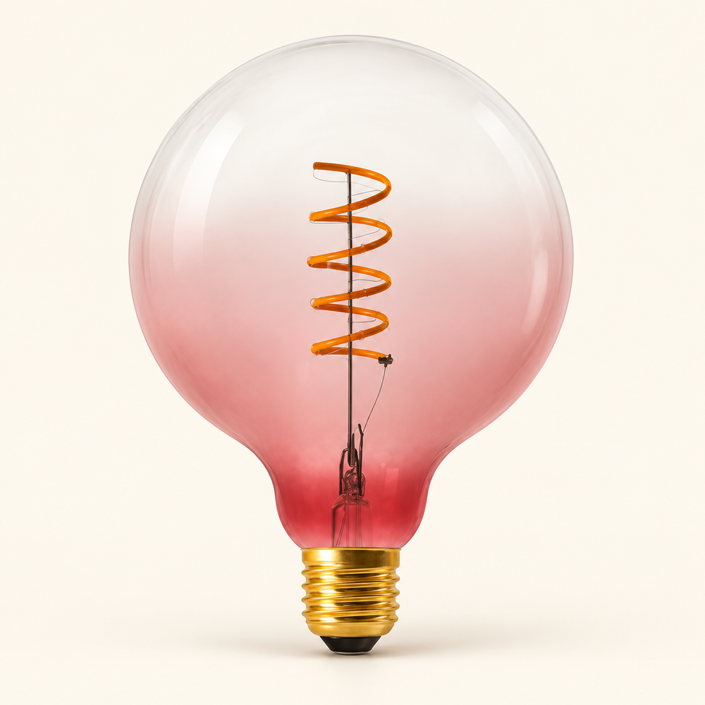 Daylight Coriandoli G125 – Rosa–Transparent – LED E27 – KI-Produktvisualisierung nach Herstellerreferenz