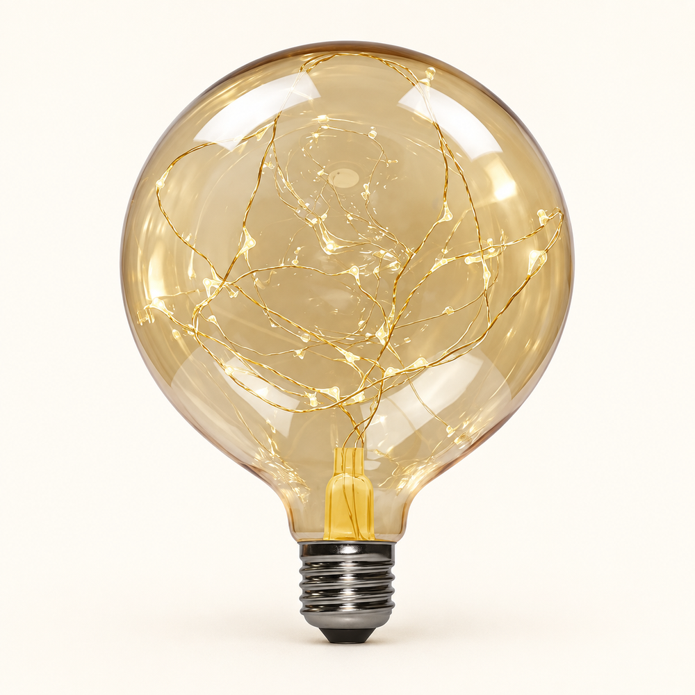 Daylight Milleluci G95 – Gold – LED E27 – KI-Produktvisualisierung nach Herstellerreferenz