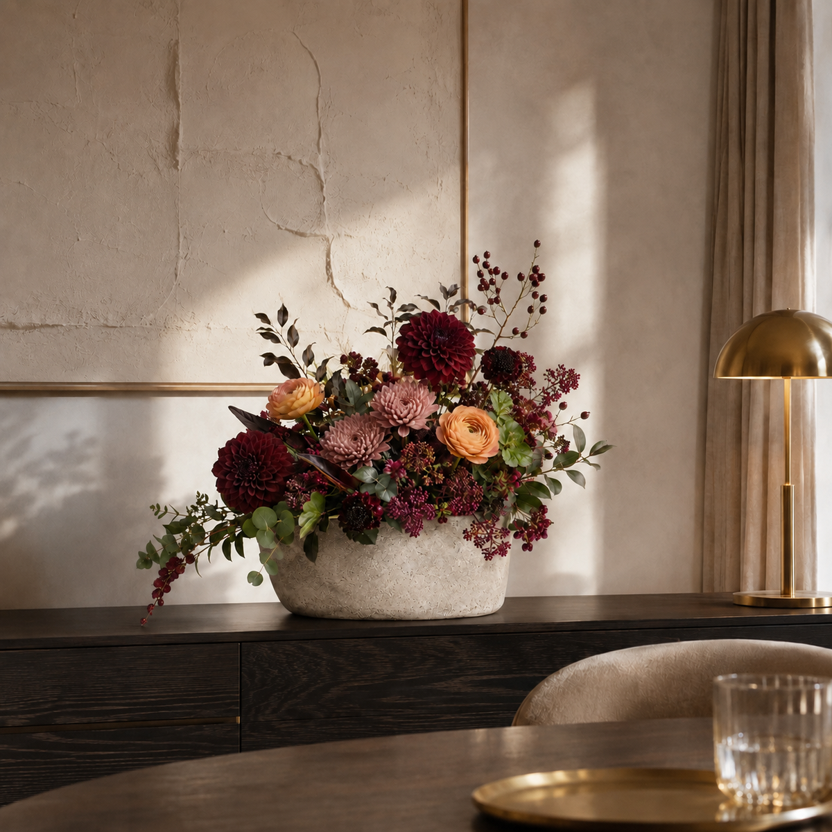 A handcrafted design object for a hotel, suite or reception area
