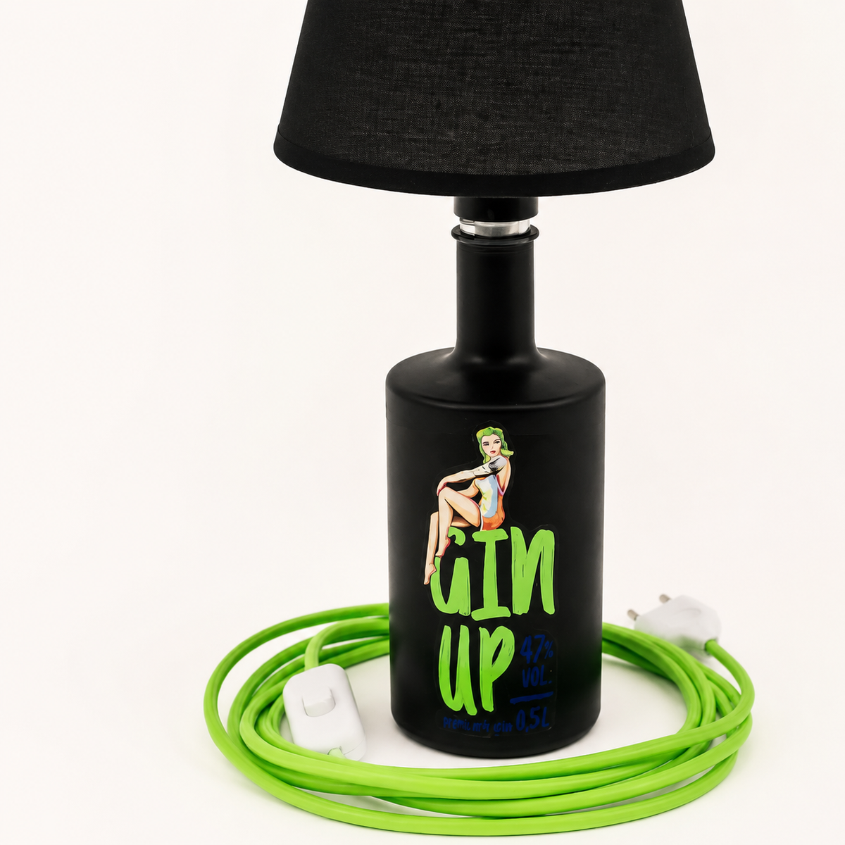 Flaschenlampen – Flaschenlampe Gin Up Green 003