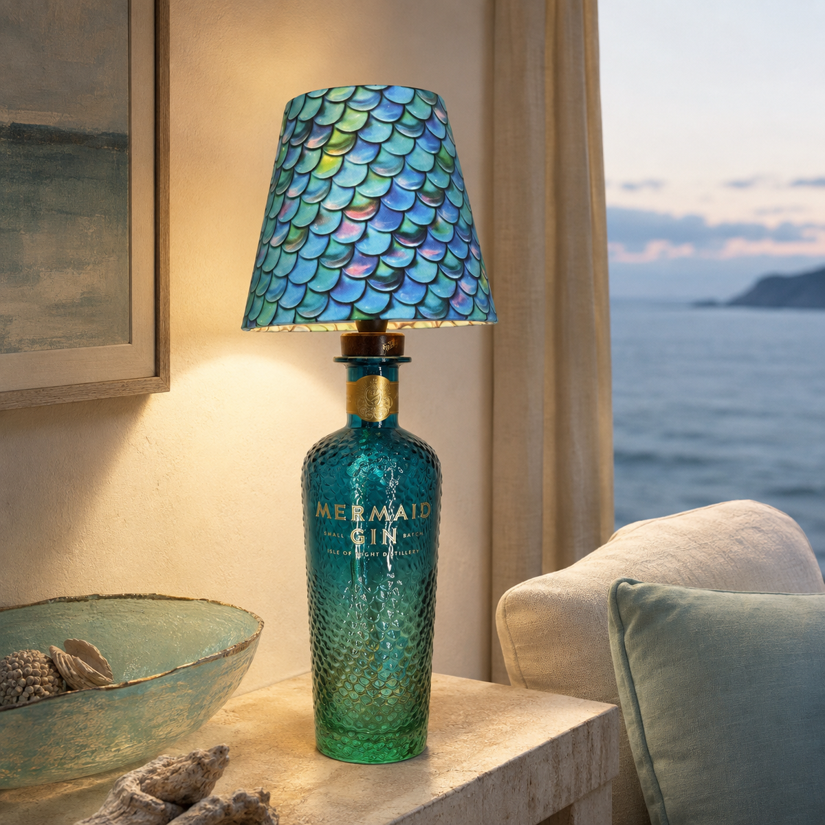 Flaschenlampen – Flaschenlampe Mermaid Gin 002
