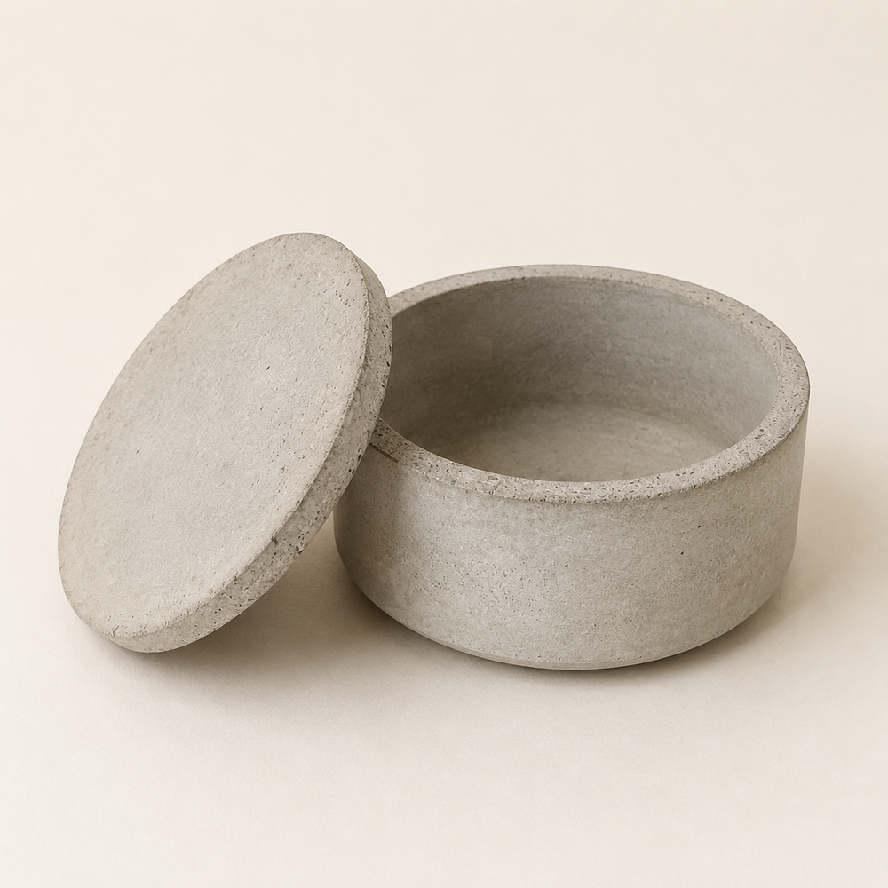 Betondose mit Deckel – Glatt · Natur