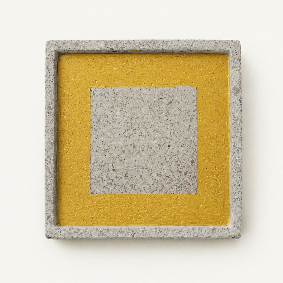 Square concrete coaster – gold-tone frame