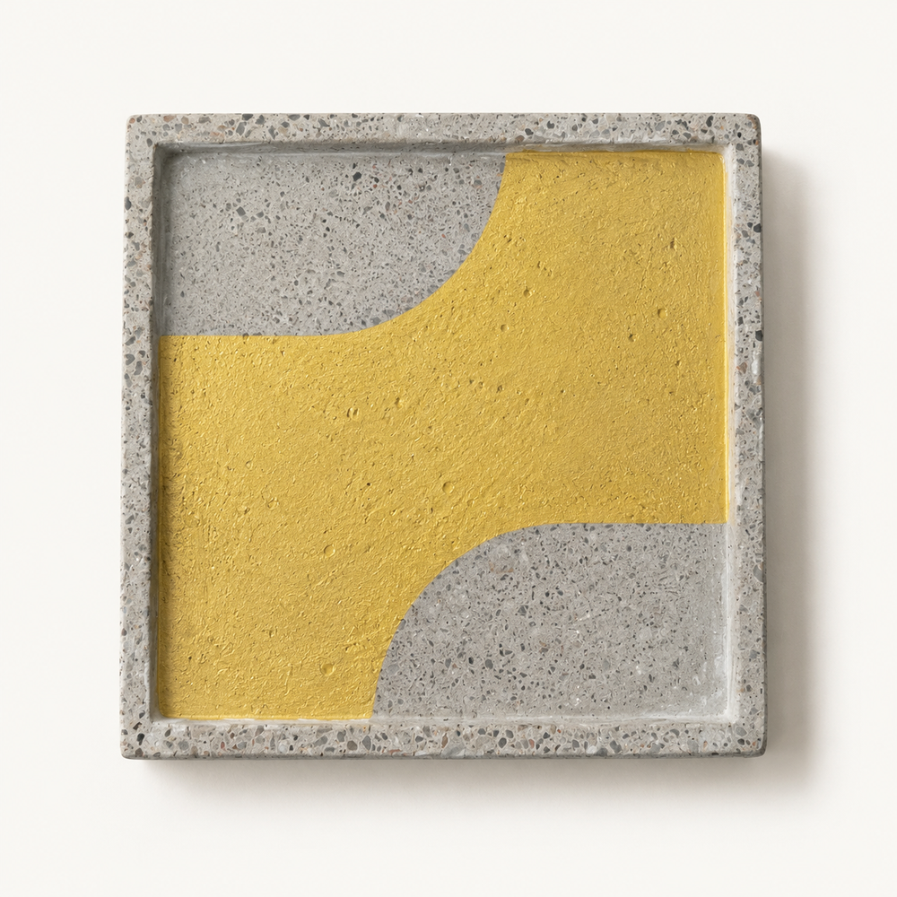 Beton-Untersetzer – Quadrat – Organisches goldfarbenes Band