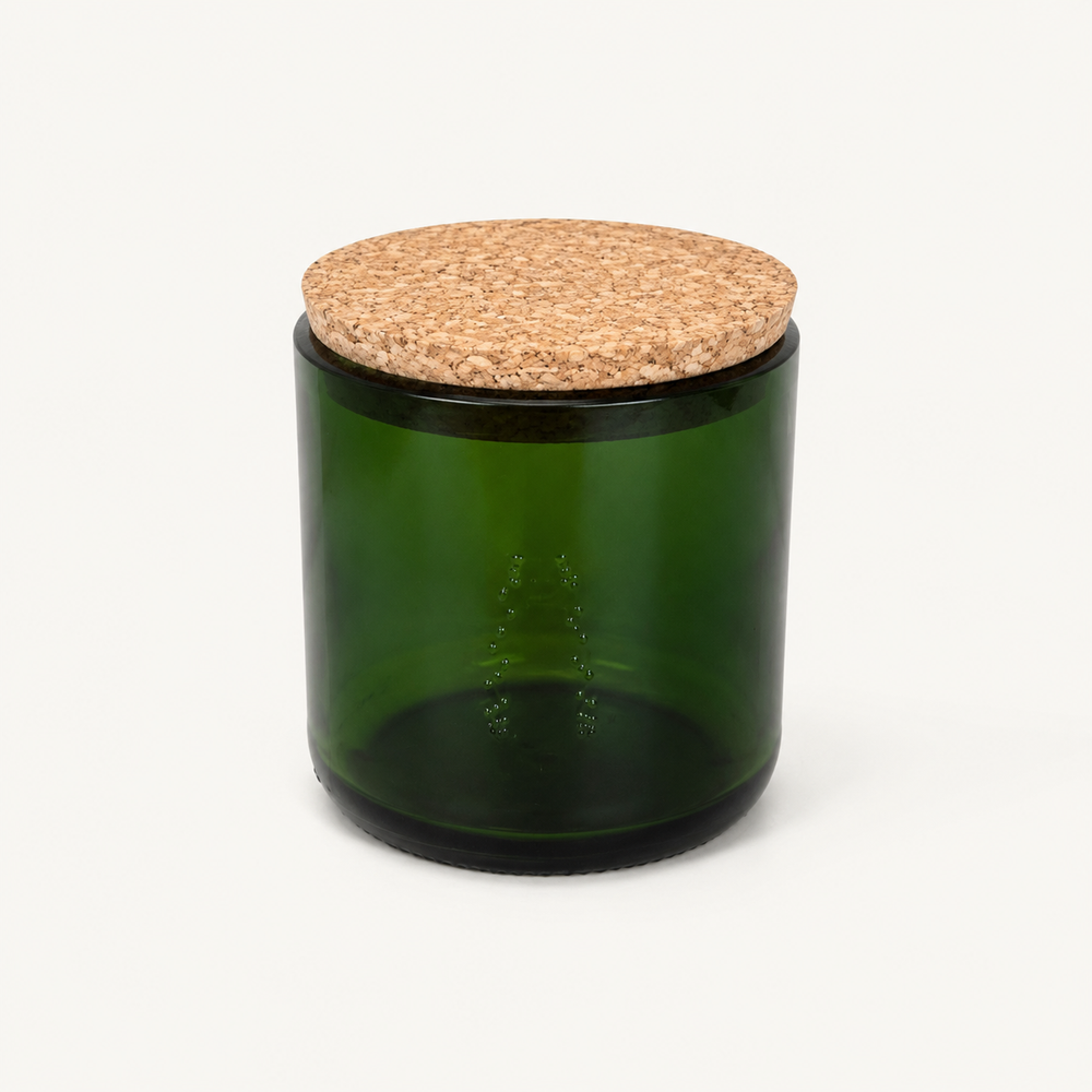 Bottle Down – grünes Glas mit Korkdeckel