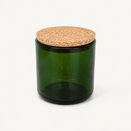 Bottle Down green glass with cork lid