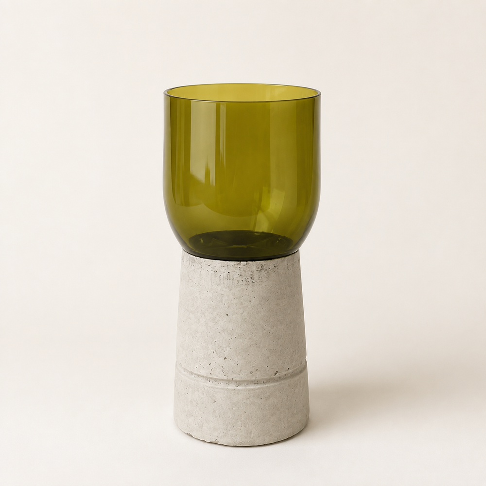 Flaschenvase – FV-01 · Olivgrün, konisch