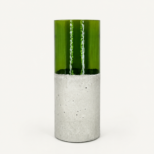 Glass-concrete vase – Green · tall shape