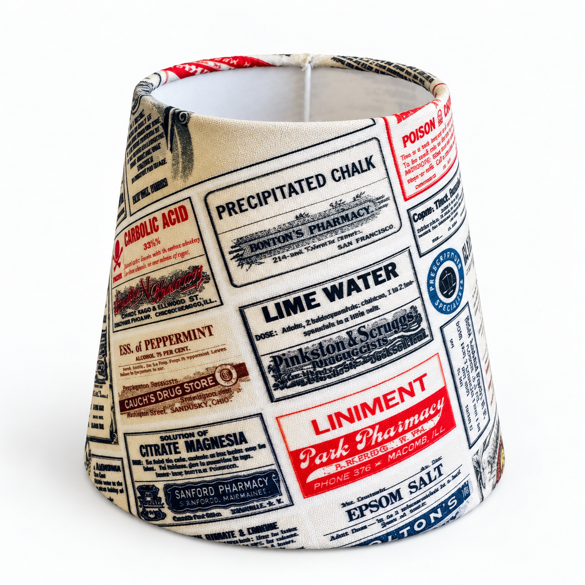 Small lampshade – apothecary labels – isolated product view