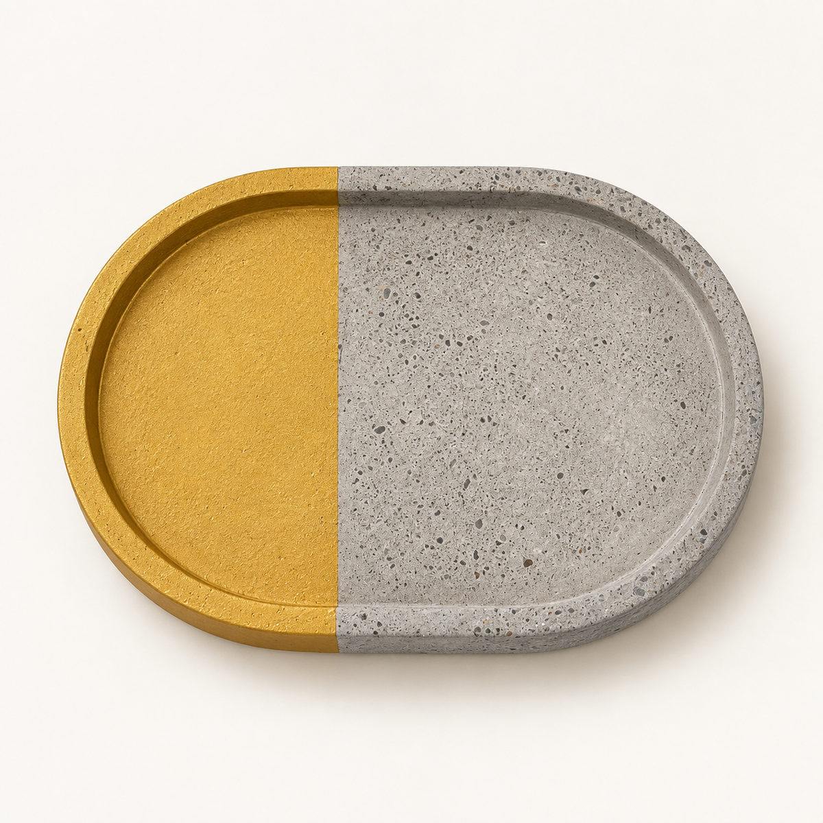 Oval concrete coaster, 15.5 × 11 cm, design 1
