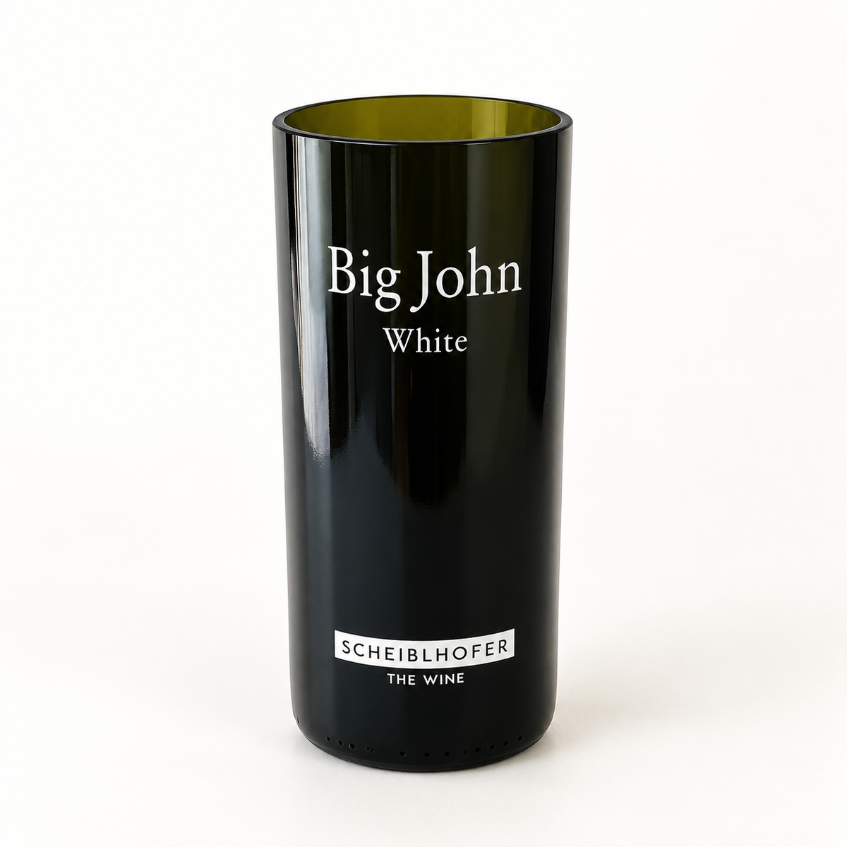 Handgefertigte dunkelgrüne Flaschenvase Big John White von Scheiblhofer