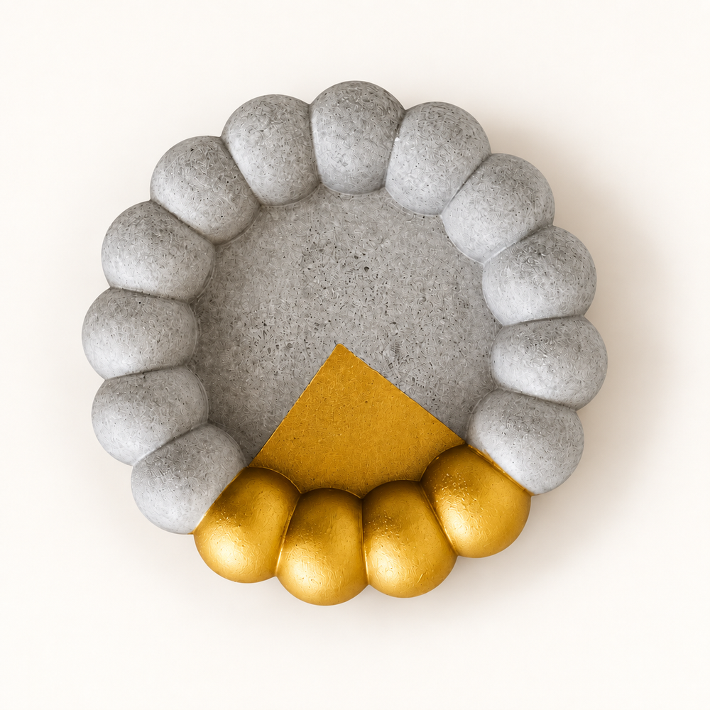Beton-Untersetzer Rillen groß – Goldsegment schmal – Draufsicht